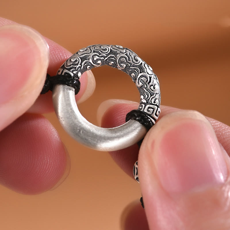 Wear FengShui 999 Sterling Silver Fu Character Peace Buckle Copper Coin Auspicious Clouds Fortune Bracelet