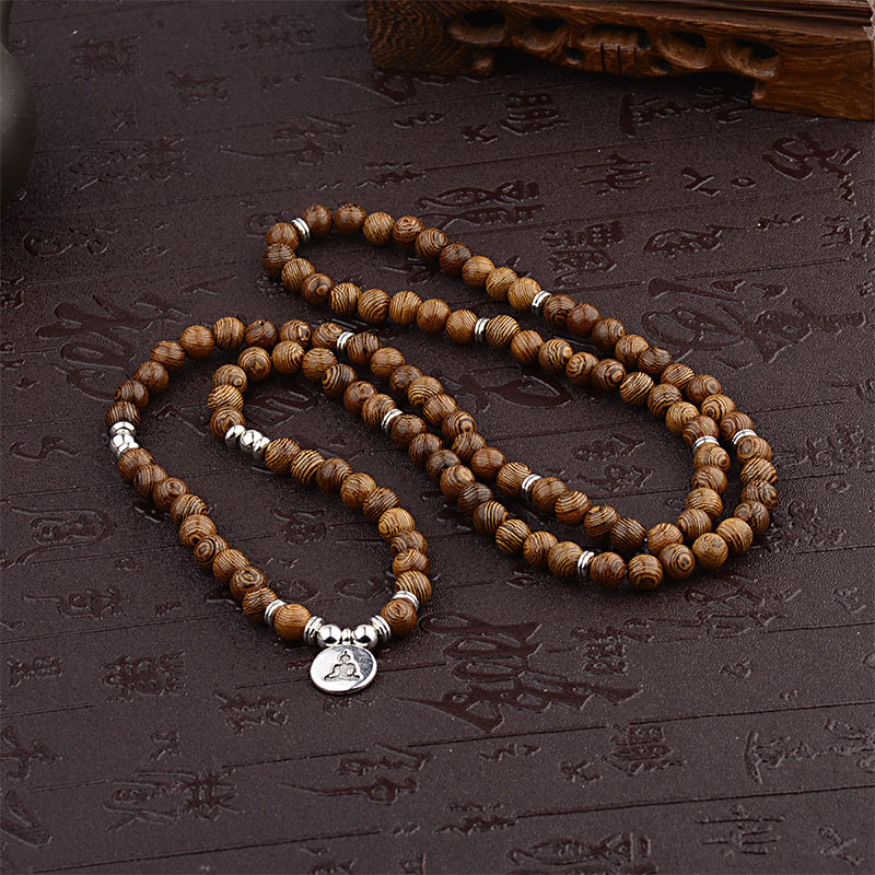 Wear FengShui Tibetan Lightning Strike Wood Bracelet Lotus Buddha Mala