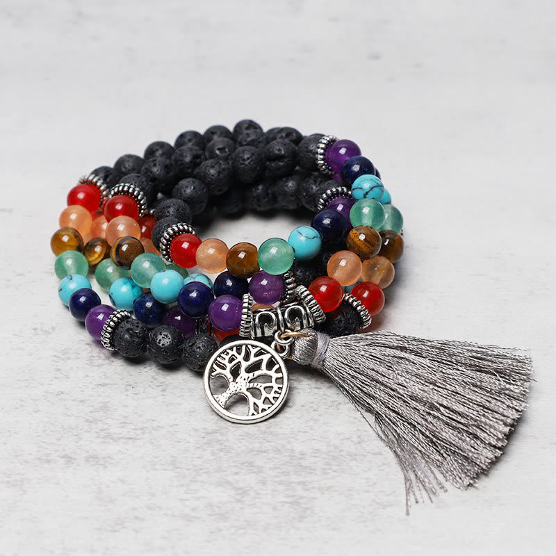 Wear FengShui Healing Crystal Mala Prayer Beads 108 Meditation Healing Multilayer Bracelet Necklace