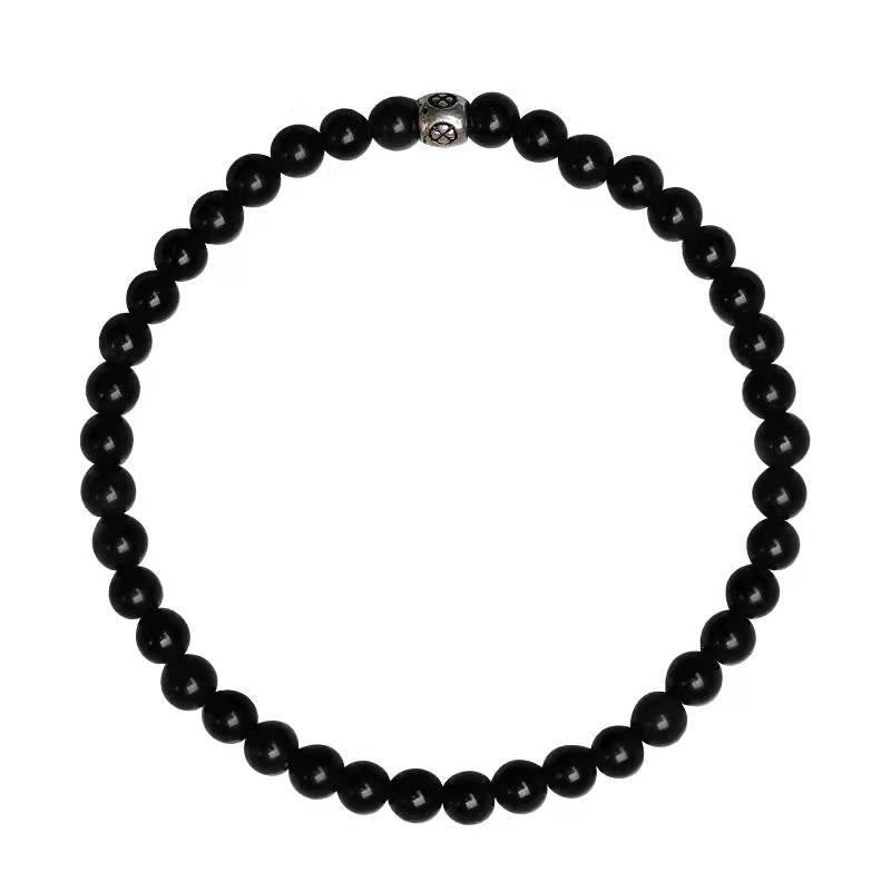 Wear FengShui Natural Black Obsidian Smoky Quartz Purification Strength Bracelet