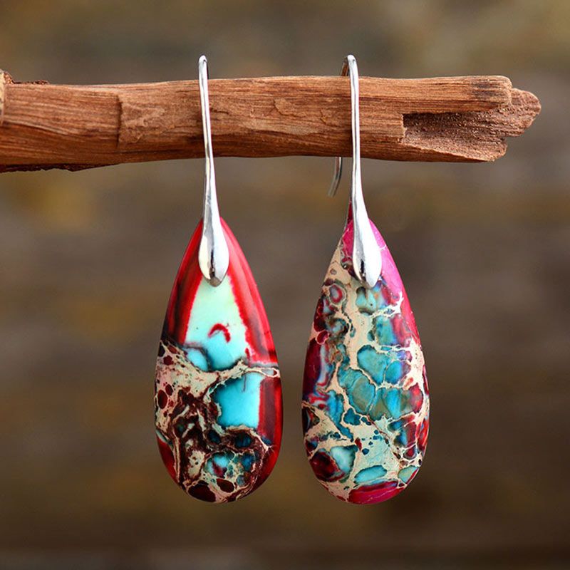 Wear FengShui Emperor Stone Crystal Happiness Earrings