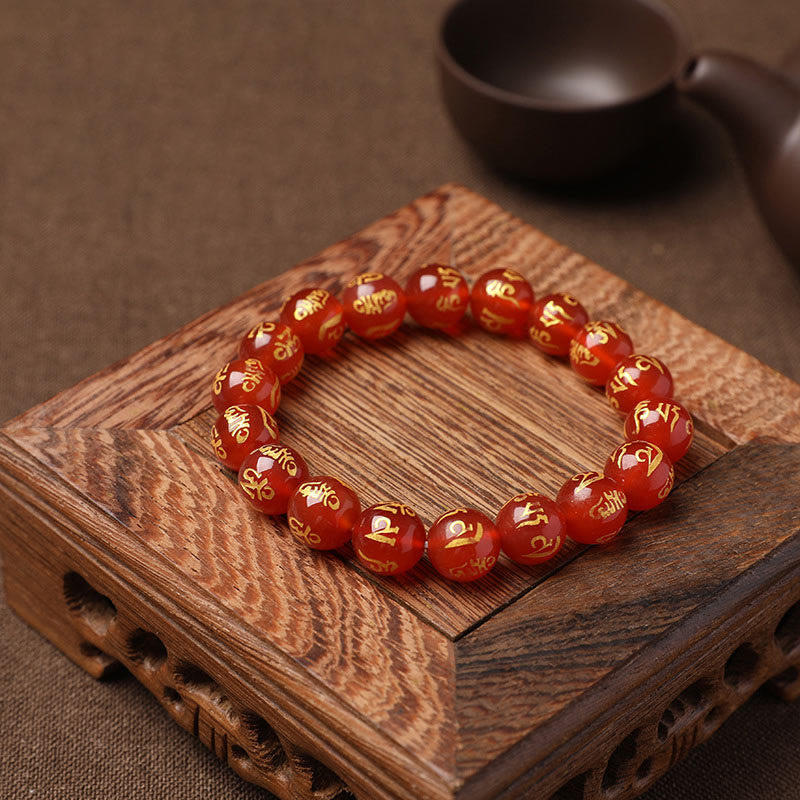 Wear FengShui Tibet White Crystal Black Onyx Om Mani Padme Hum Meditation Bracelet