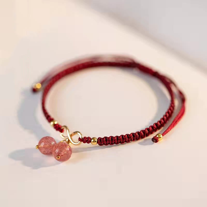 Wear FengShui Natural Strawberry Quartz Amethyst Green Phantom Bead Positive Bracelet