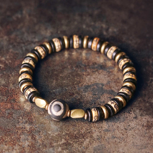 Wear FengShui Tibetan Bone Beads Ebony Wood Strength Bracelet