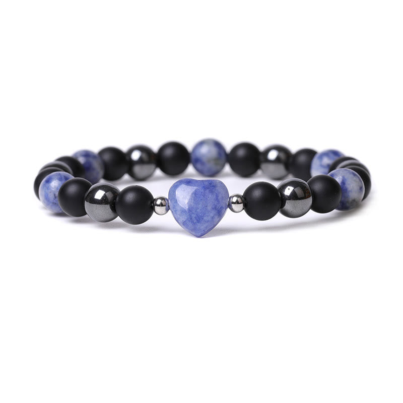 Wear FengShui Black Onyx Tiger Eye Stone Crystal Love Heart Protection Bracelet