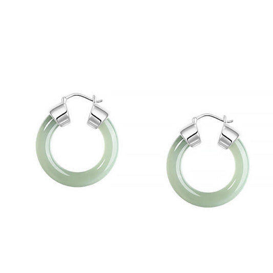 Wear FengShui Round Jade White Jade Prosperity Earrings