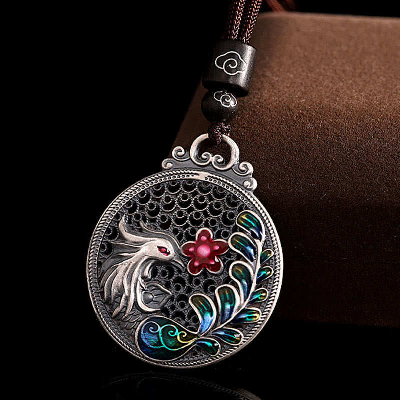 Wear FengShui 990 Sterling Silver Phoenix Luck Protection Necklace Pendant