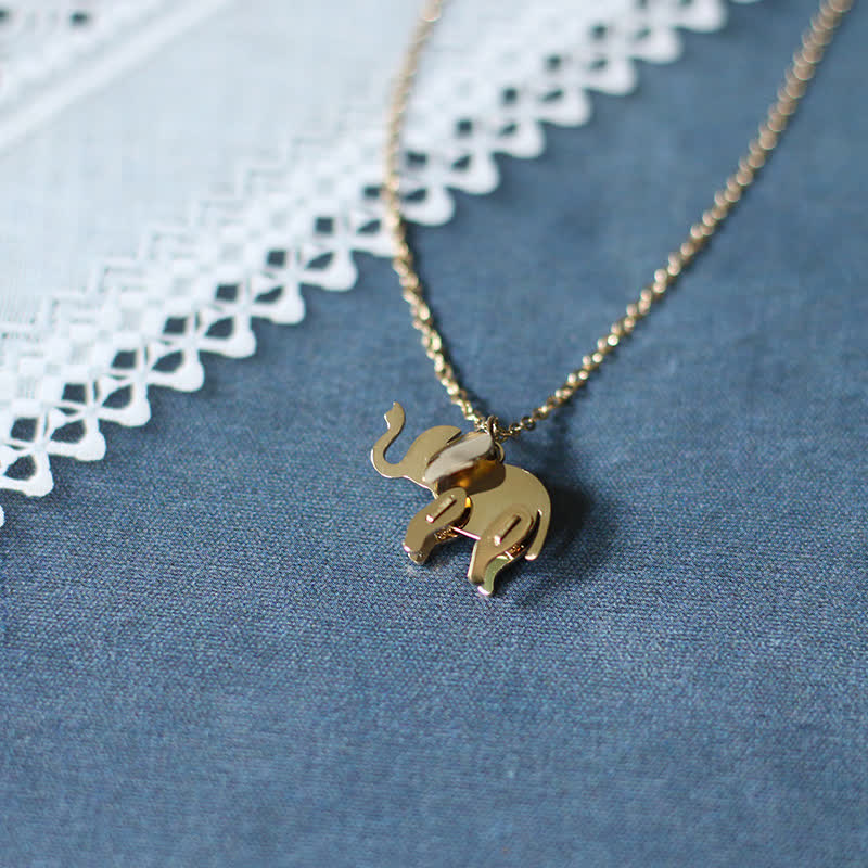 Wear FengShui Elephant Titanium Steel Luck Necklace Chain Pendant