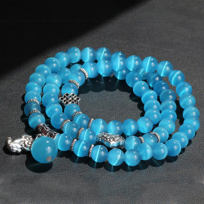 Wear FengShui Cat Eye PiXiu Support Triple Wrap Bracelet