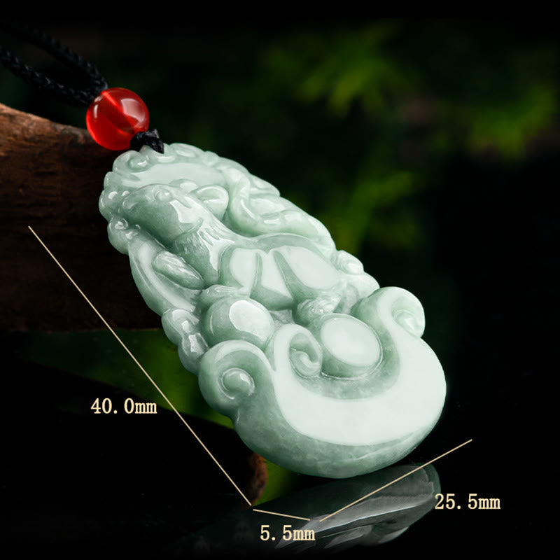 Wear FengShui Natural Green Jade 12 Chinese Zodiac Luck Prosperity Necklace Pendant