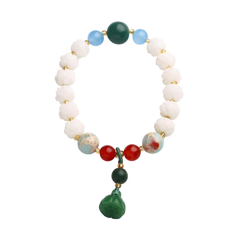 Wear FengShui Bodhi Seed Lotus Bead Carved Peace Harmony Bracelet