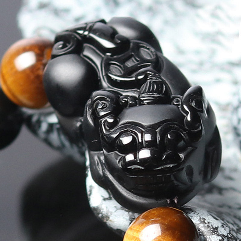 Wear FengShui FengShui PiXiu Rainbow Obsidian Tiger Eye Wealth Bracelet