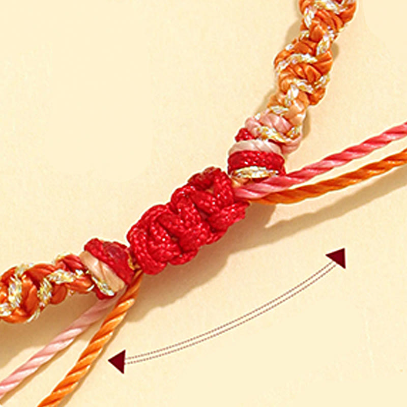 Wear FengShui Strawberry Quartz Pink Crystal Prehnite White Agate Bead Healing Rope Bracelet