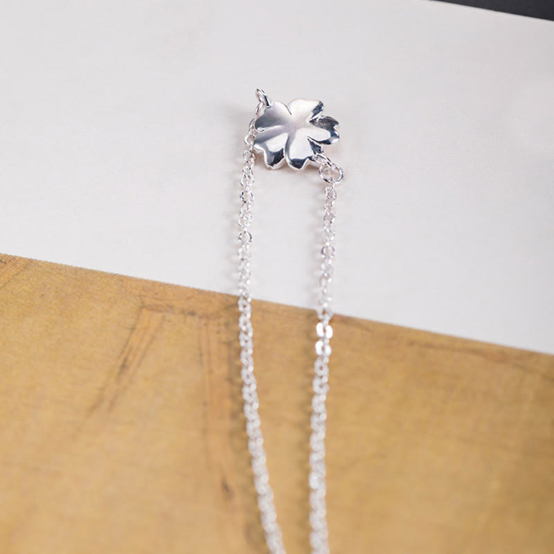Wear FengShui 925 Sterling Silver Cherry Blossom Blessing Chain Bracelet