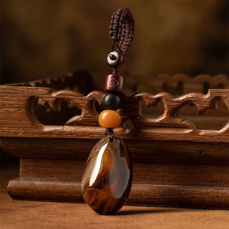 Wear FengShui Random Sardonyx Stone Positive Key Chain