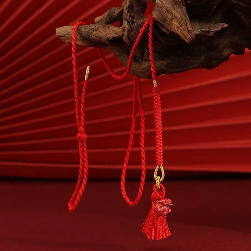 Wear FengShui Natural Cinnabar Dragon Blessing Red String Belly Chain