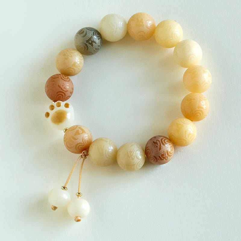 Wear FengShui Bodhi Seed Om Mani Padme Hum Carved Harmony Bracelet
