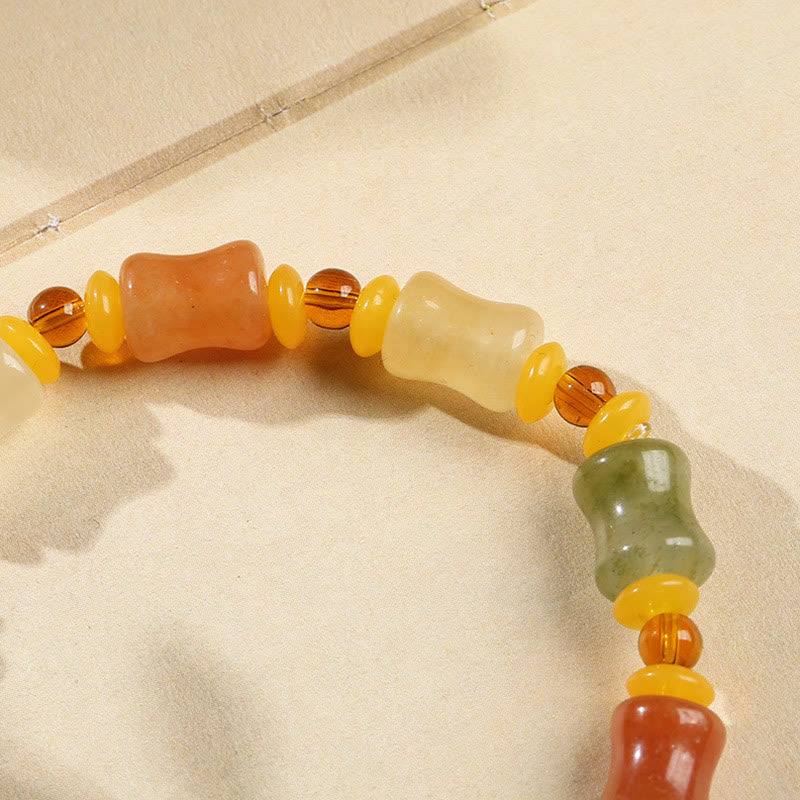 Wear FengShui Natural Golden Silk Jade Gourd Wealth Charm Bracelet