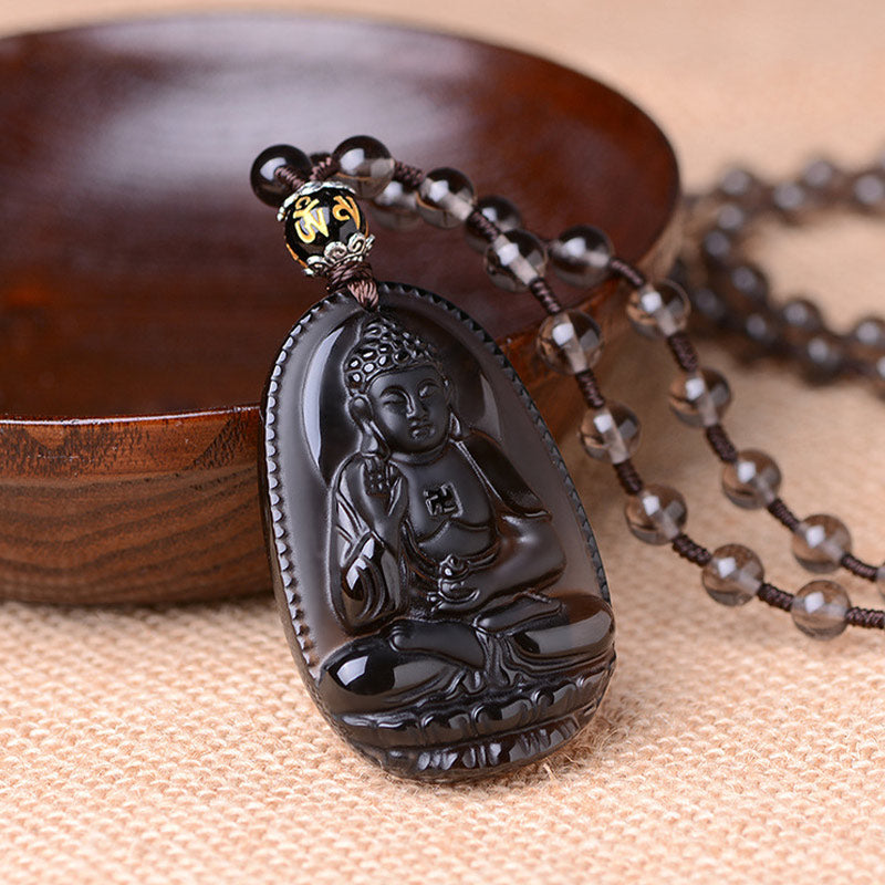 Wear FengShui Chinese Zodiac Obsidian Protection Necklace