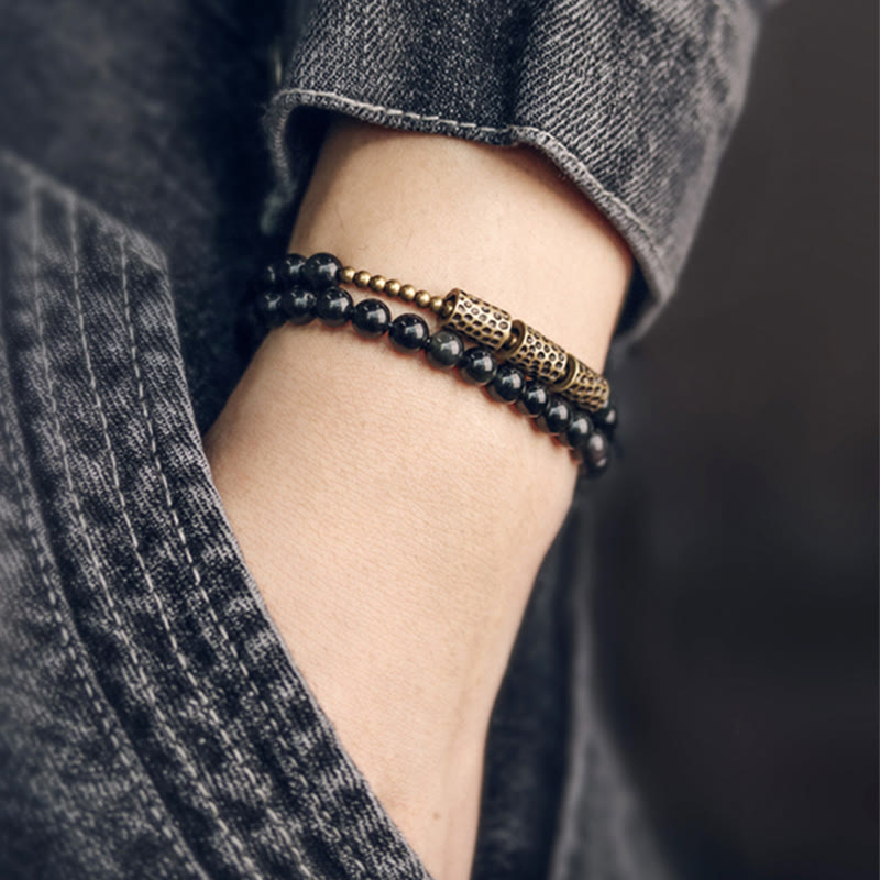 Wear FengShui Rainbow Obsidian Copper Love Double Wrap Bracelet