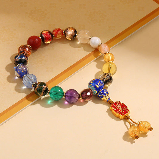 Wear FengShui Tibetan Colorful Incense Ash Liuli Glass Bead Om Mani Padme Hum Dorje Vajra 18 Beads Wrist Mala
