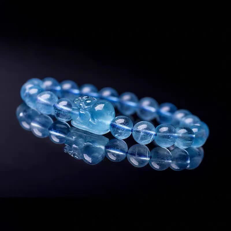 Wear FengShui Natural Aquamarine Pixiu Serenity Healing Bracelet