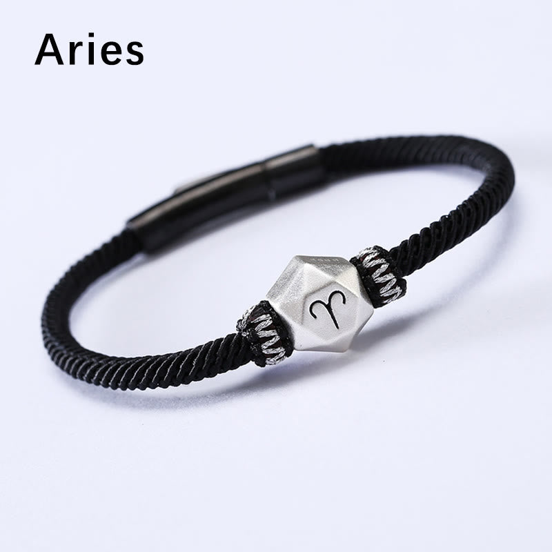 Wear FengShui 999 Sterling Silver 12 Constellations of the Zodiac Protection Handmade String Bracelet