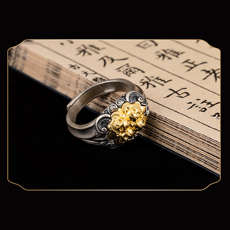 Wear FengShui 925 Sterling Silver Tibetan Skull Protection Adjustable Ring