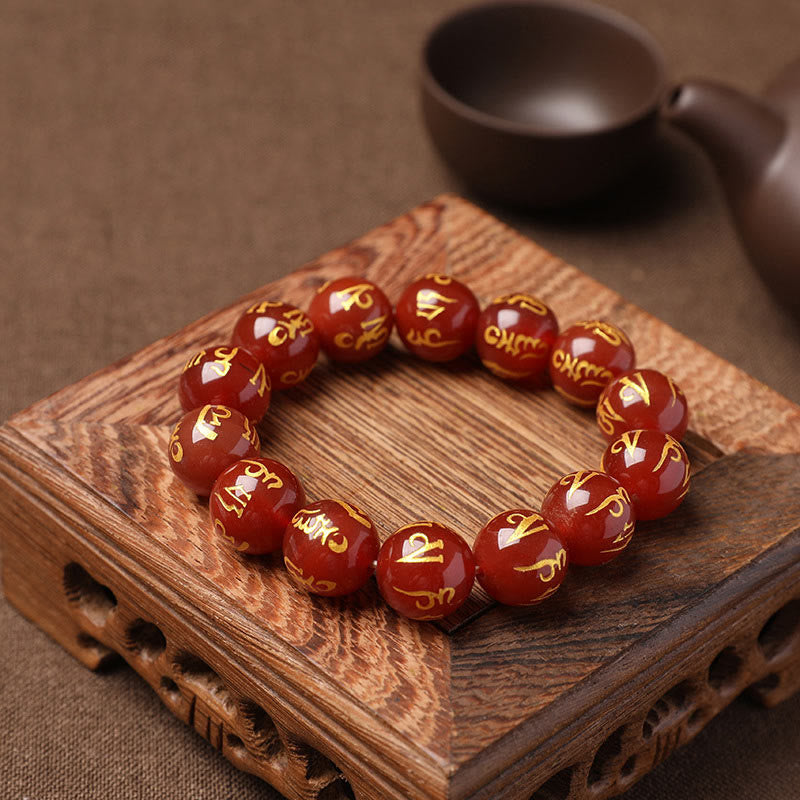 Wear FengShui Tibet White Crystal Black Onyx Om Mani Padme Hum Meditation Bracelet