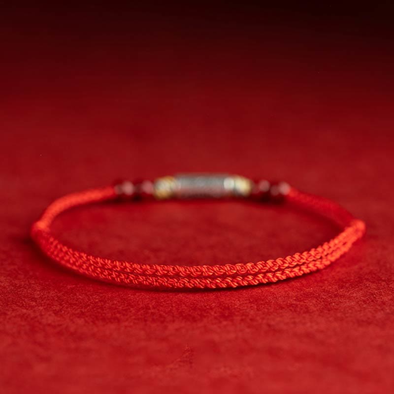 Wear FengShui 925 Sterling Silver Koi Fish Cinnabar Bead Wealth Handcrafted Braided Bracelet Anklet