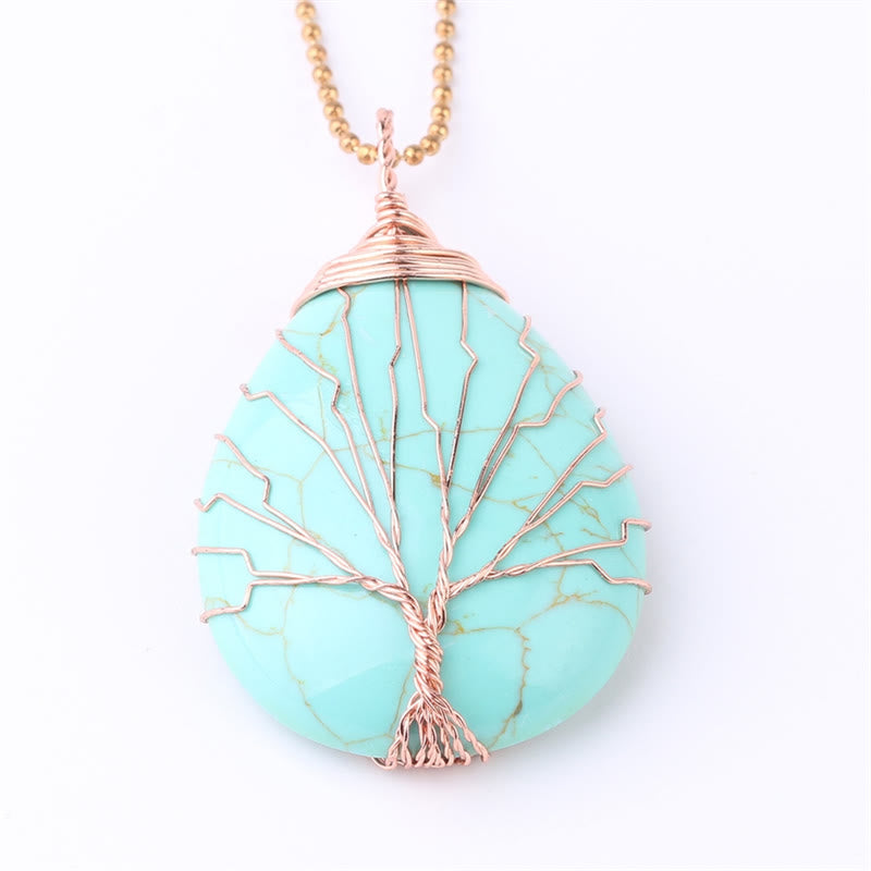 Wear FengShui Natural Quartz Crystal Tree Of Life Healing Energy Necklace Pendant