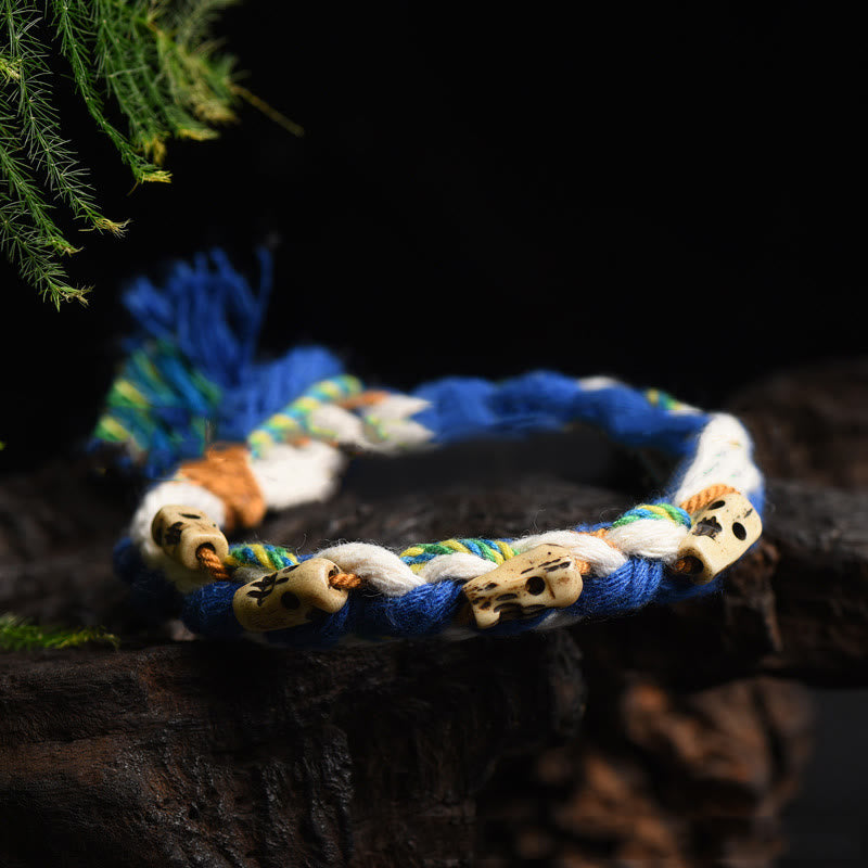 Wear FengShui Tibetan Zakiram Goddess of Wealth Bead Engraved Handmade Luck Bracelet