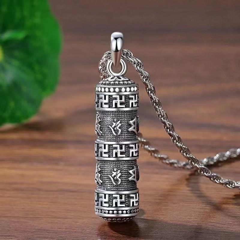 Wear FengShui Om Mani Padme Hum Swastika Twisted Chain Wisdom Necklace Pendant