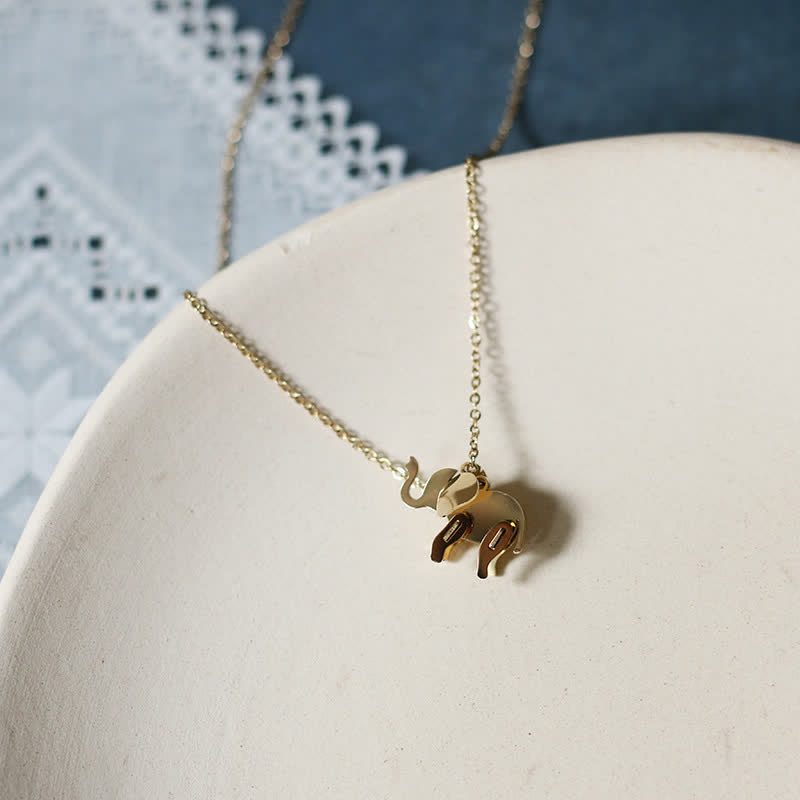 Wear FengShui Elephant Titanium Steel Luck Necklace Chain Pendant