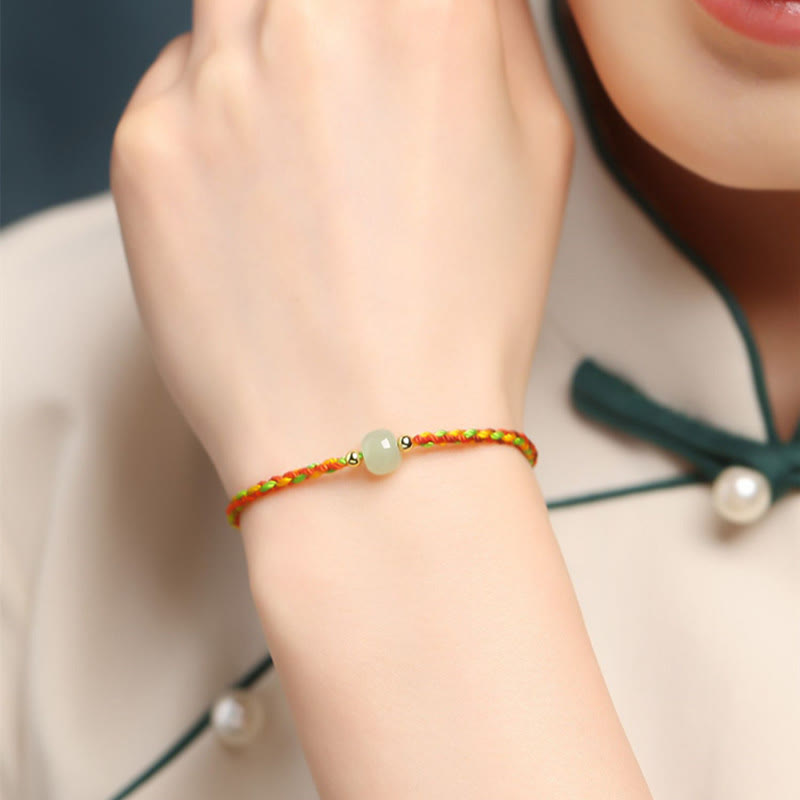 Wear FengShui Colorful Rope Luck Jade Bead Abundance Bracelet