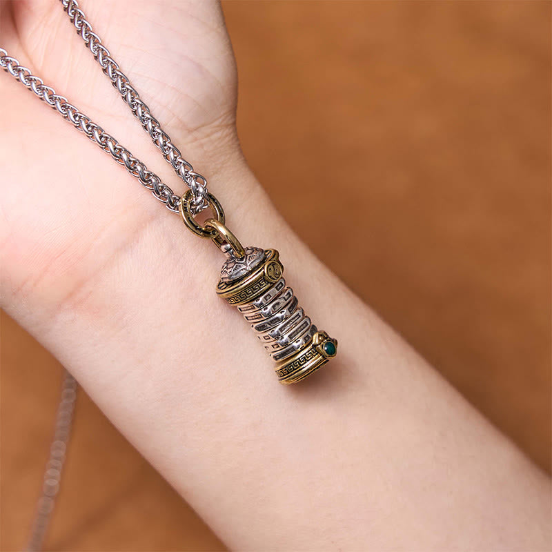 Wear FengShui Yin Yang Tower Copper Balance Rotatable Necklace Pendant