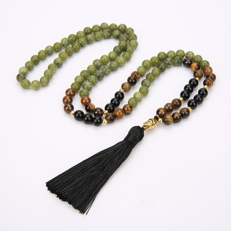 Wear FengShui Tibetan Green Jasper Protection Mala Bracelet