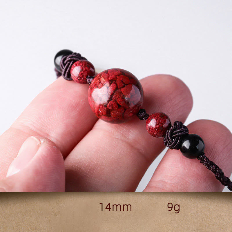 Wear FengShui Natural Cinnabar Stones Bead Blessing Necklace Pendant