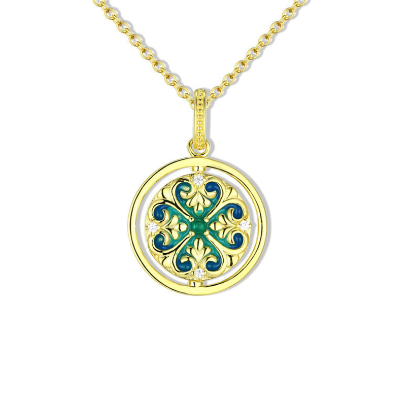 Wear FengShui 925 Sterling Silver Lotus Flower Floral Zircon Enlightenment Rotatable Necklace Pendant