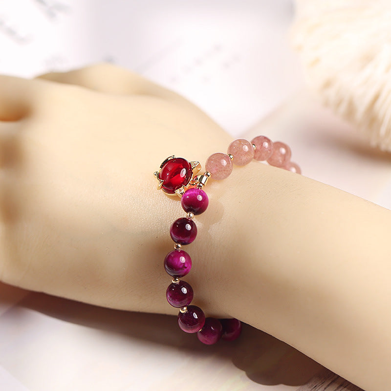 Wear FengShui Natural Strawberry Quartz Pixiu Love Bracelet