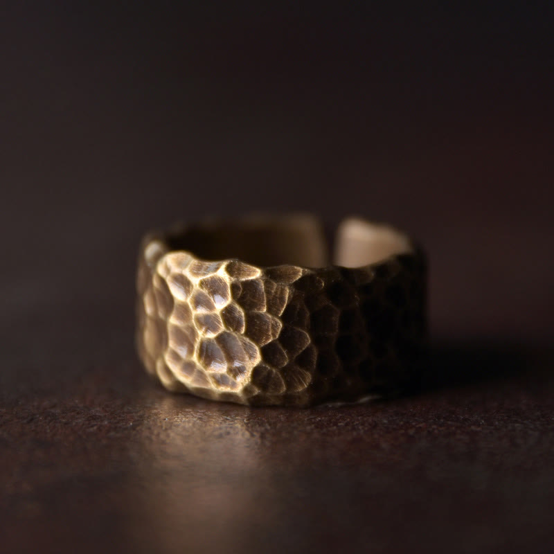 Wear FengShui Tibetan Bump Texture Design Copper Brass Luck Ring