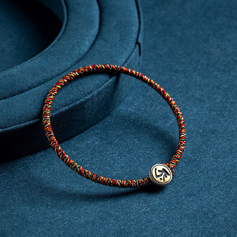 Wear FengShui Handmade 925 Sterling Silver Chinese Zodiac Natal Buddha Protection Colorful Rope Bracelet