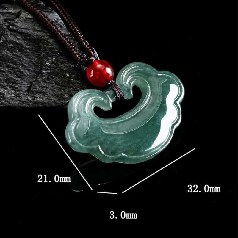 Wear FengShui Natural Green Jade Chinese Lock Charm Luck Necklace Pendant