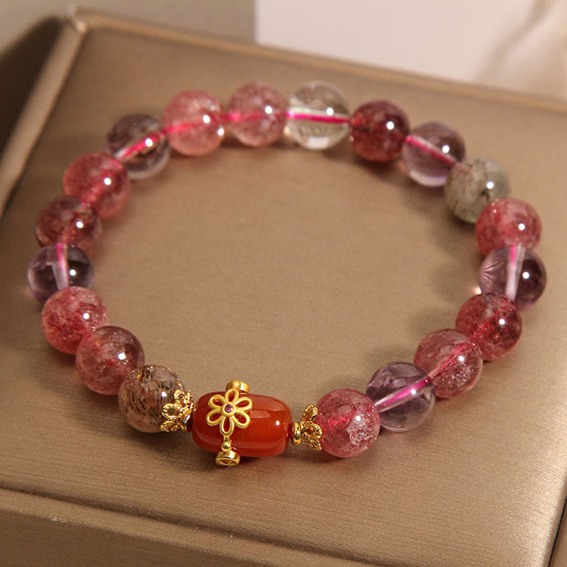 Wear FengShui Natural Super Seven Crystal Red Agate Positivity Bracelet