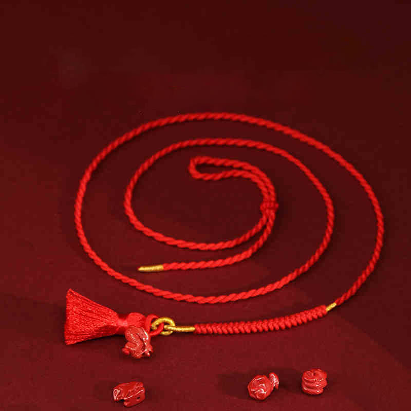Wear FengShui Natural Cinnabar Dragon Blessing Red String Belly Chain