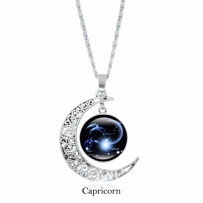 Wear FengShui 12 Constellations of the Zodiac Moon Protection Necklace Chain Pendant