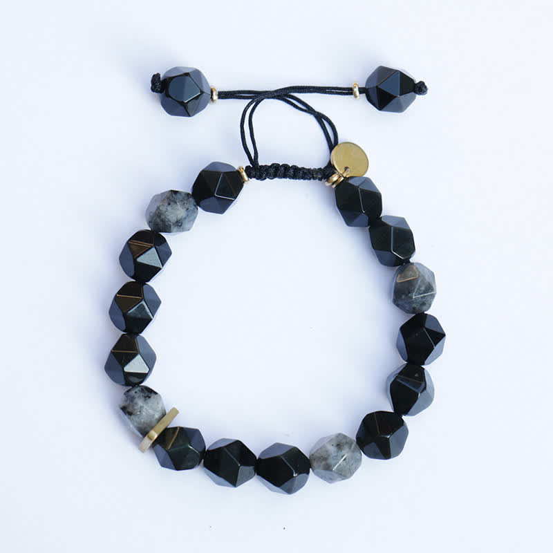 Wear FengShui Black Obsidian Black Glitter Stone Purification Bracelet