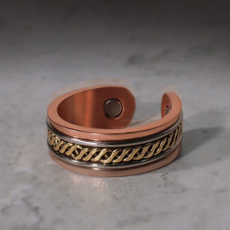 Wear FengShui Magnetic Copper Balance Adjustable Cuff Bracelet Bangle Ring