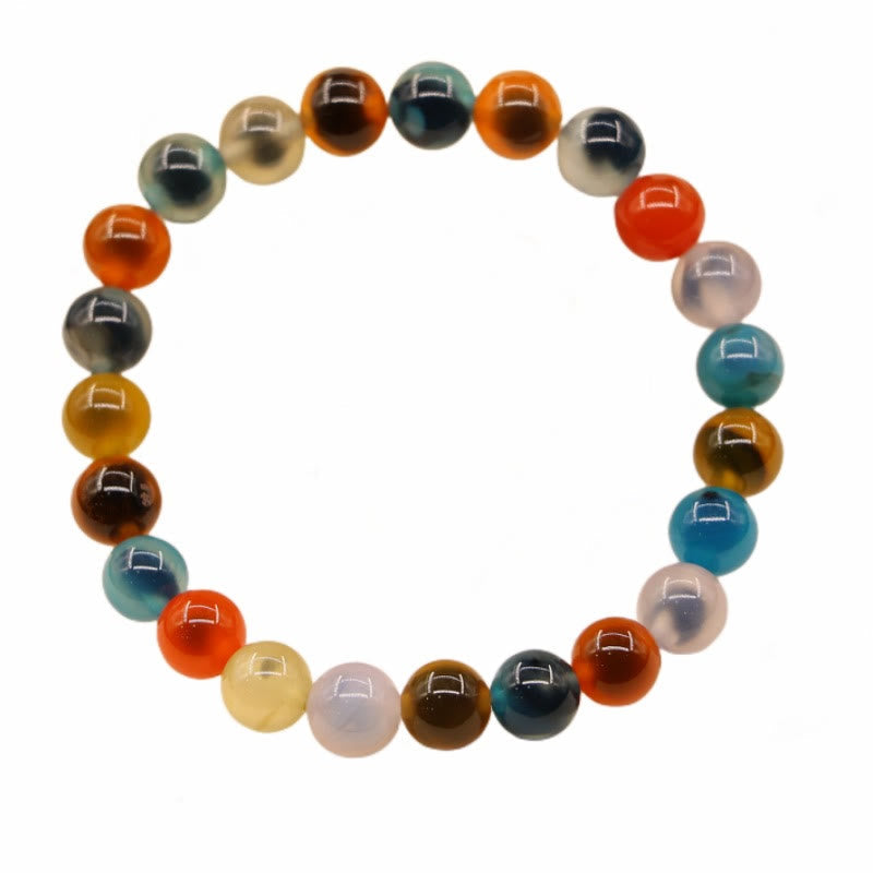 Wear FengShui Colorful Candy Agate Healing Strength Bead Bracelet