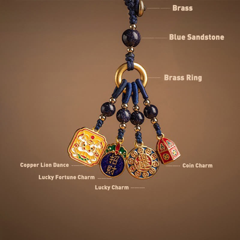 Wear FengShui Nothing to Be Superstitious Dancing Lion Copper Wealth Key Chain